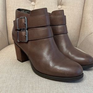 Clarks brown leather booties